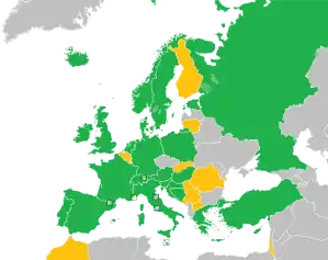 A coloured map of the countries of Europe