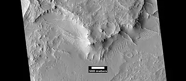 More linear ridge networks from same location as previous image, as seen by HiRISE under HiWish program