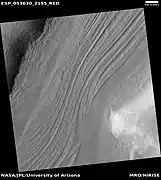 Wide view of Lineated Valley Fill, as seen by HiRISE under HiWish program  Location is Ismenius Lacus quadrangle.