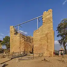 Ruins of a tall stone building