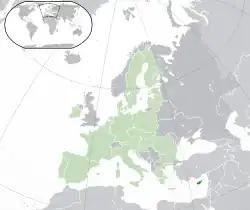 Map showing Cyprus in Europe