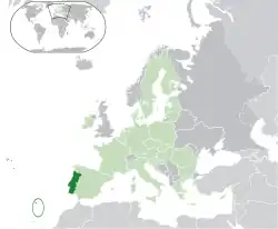 Location of Madeira (circled on lower-left of map)