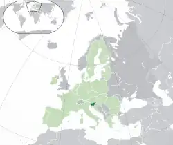 Map showing Slovenia in Europe