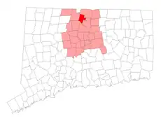 East Granby's location within Hartford County and Connecticut