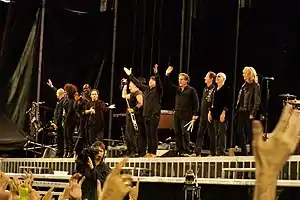 Bruce Springsteen and the E Street Band at the end of a performance, 2009