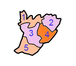 A clickable map of East Garo Hills district exhibiting its five C.D. blocks.