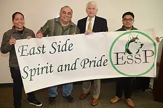 The East Side Spirit and Pride Club of East Los Angeles College with UCLA Chancellor Gene Block