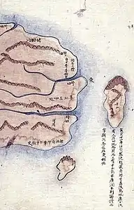 Kim Jeong-ho "Daedongyeojido" (1861): East of Ulleungdo (鬱陵島) and Usando (于山)