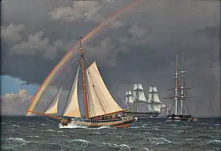 Rainbow at Sea with some cruising Ships (1836)