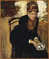 Edgar Degas, Portrait of Miss Cassatt, Seated, Holding  Cards, 1876-1878