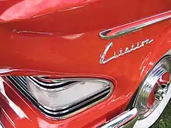 1958 Edsel Citation, close up of fender badging