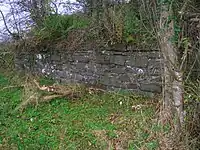 A loading dock onto an old siding at Benslie, on the closed and lifted Doura branchline