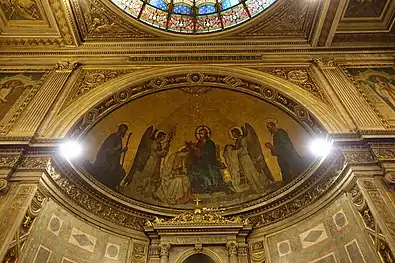 painting over the altar in the Chapel of the Virgin; "Christ crowning the Viegin" by Claudius Jacquand