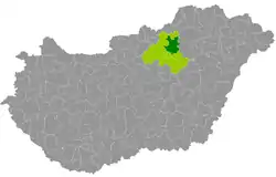 Eger District within Hungary and Heves County.