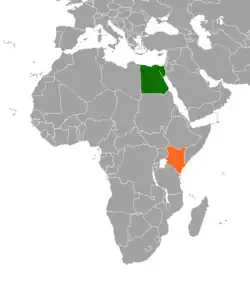 Map indicating locations of Egypt and Kenya