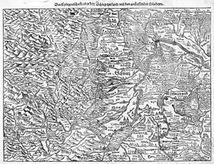 Switzerland in the sixteenth century. Map by Sebastian Münster (ca. 1550).