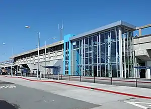 Side view of El Cerrito del Norte station, March 2021