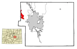 Location of the Cascade-Chipita Park CDP in El Paso County, Colorado.