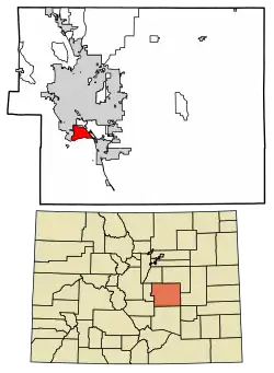 Location of the Fort Carson CDP in El Paso County, Colorado.