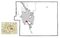 Location of the Stratmoor CDP in El Paso County, Colorado