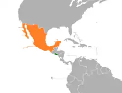 Map indicating locations of El Salvador and Mexico