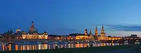 Dresden skyline with River Elbe at dusk