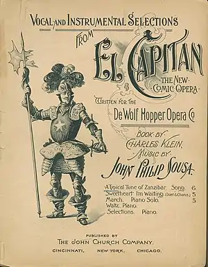 Music sheet of march "El Capitan"