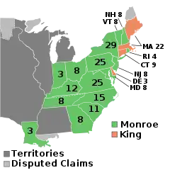 Electoral map, 1816 election