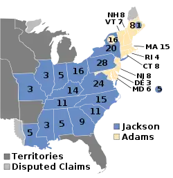 Electoral map, 1828 election