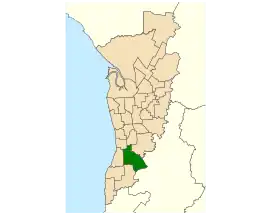 Map of Adelaide, South Australia with electoral district of Davenport highlighted