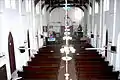 An elevated view of the St. Mary's English Church interior