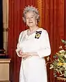 The Queen of Australia wearing the Girls of Great Britain and Ireland Tiara in an official portrait.