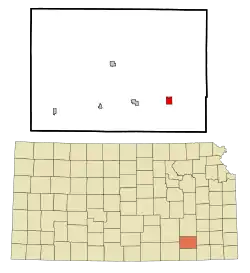 Location within Elk County and Kansas