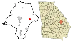 Location in Emanuel County and the state of Georgia