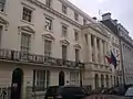 Alternative view of the embassy showing the Filipino and ASEAN flags