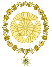 Prince Takamatsu's arms as knight of the Order of Charles III