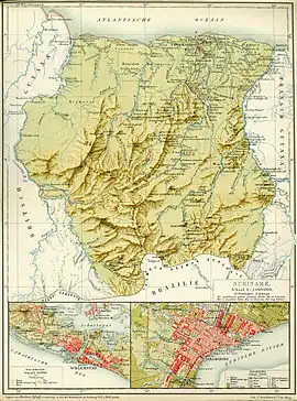 Image 39Suriname (circa 1914) in the Encyclopedia of the Dutch West Indies, by Surinamese cartographer Herman Benjamins and Dutch ethnographer Johannes Snelleman. (from History of Suriname)