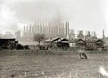 Image 48Blast furnaces such as the Tennessee Coal, Iron and Railroad Company's Ensley Works made Birmingham an important center for iron production in the early 20th century. (from History of Alabama)