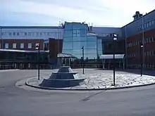 The foundation for the sculpture of the Termination Shock in front of the Swedish Institute of Space Physics in Kiruna.