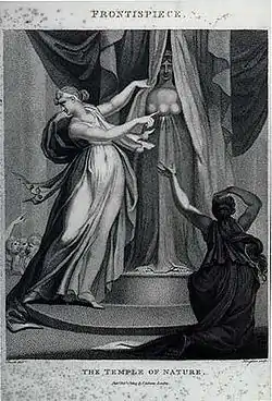 Image 16The frontispiece to Erasmus Darwin's evolution-themed poem The Temple of Nature shows a goddess pulling back the veil from nature (in the person of Artemis). Allegory and metaphor have often played an important role in the history of biology. (from History of biology)