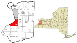 Location of Hamburg in Erie County and New York