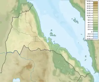 Map showing the location of Gash-Setit Wildlife Reserve