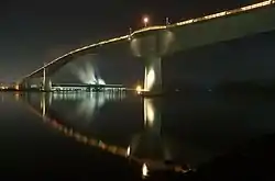 Eshima Ohashi Bridge links Sakaiminato and Matsue across a narrow channel.