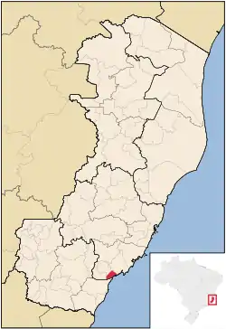 Location of Piúma in the State of Espírito Santo