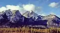 Esplanade Mountain (left) and Gargoyle Mountain (center)