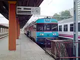 A CP class 0450 train at Vigo railway station, on an international working from Porto