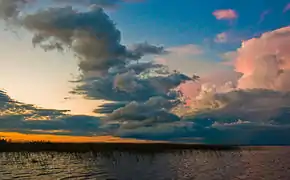 Clouds over the reserve. Annual rainfall averages 1,700 mm (67 in)