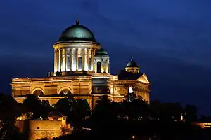 Esztergom Cathedral at night