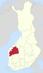 South Ostrobothnia on a map of Finland