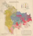 Austrian ethnographic map of the vilayets of Kosovo, Saloniki, Scutari, Janina and Monastir, ca. 1900.